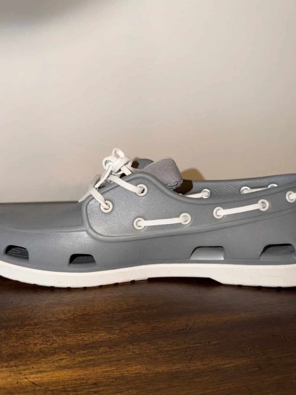 Sperry Crocs Gray/White Boat Shoes Lace-Up Round Toe Men's US 12